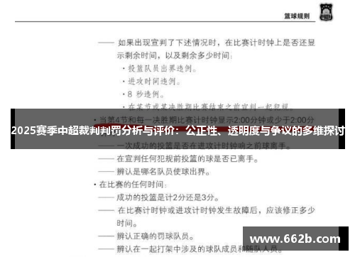 2025赛季中超裁判判罚分析与评价：公正性、透明度与争议的多维探讨